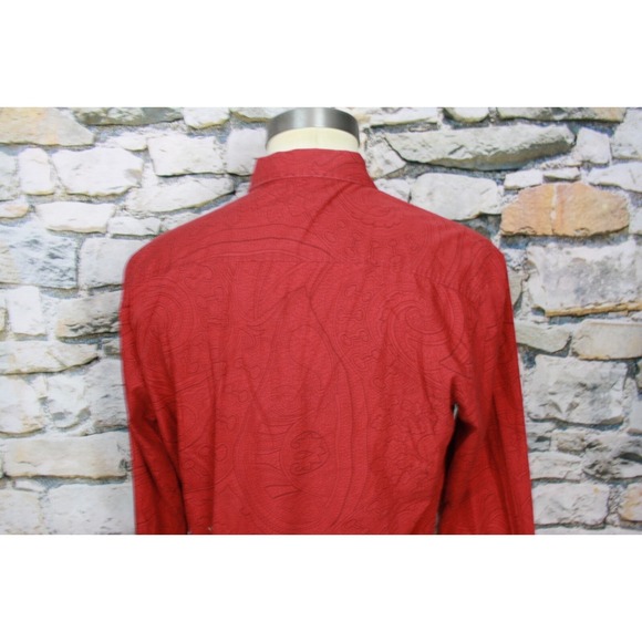 KENNETH COLE Men's Shirt Fashionable Red Paisley All Cotton Luxurious Quality XL - Picture 5 of 8